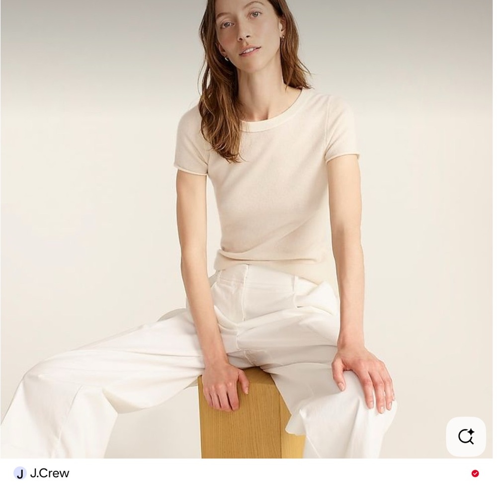 J. Crew Women's Ivory Cashmere Tshirt Sweater 2X